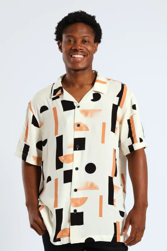 Geo Viscose Print Shirt - White sold by Edgars