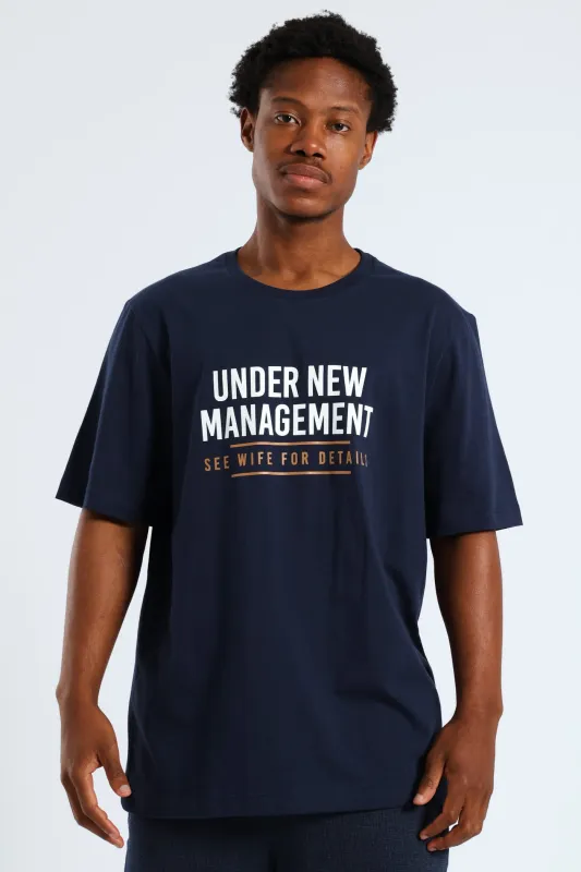 Wife Management Slogan Tee - Navy sold by Edgars