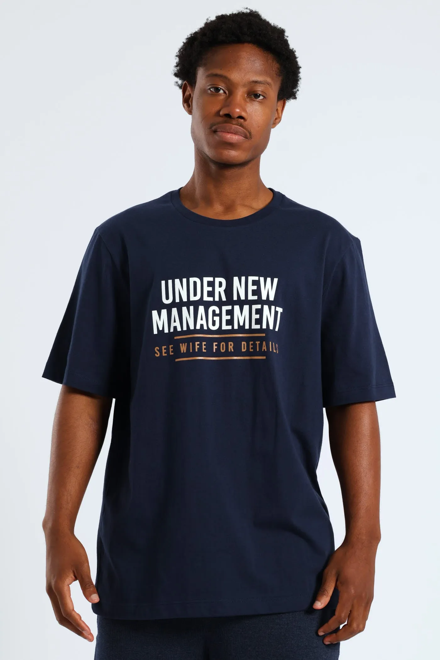 Wife Management Slogan Tee - Navy sold by Edgars