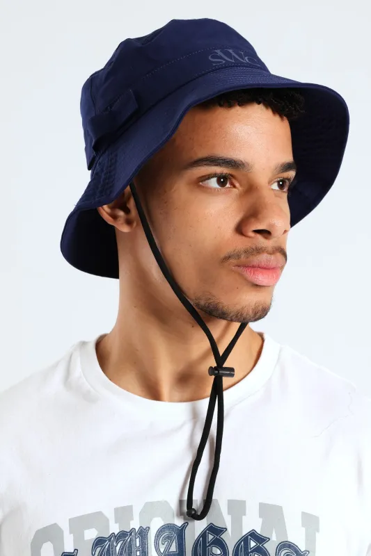 Drawcord Bucket Hat - Navy sold by Edgars