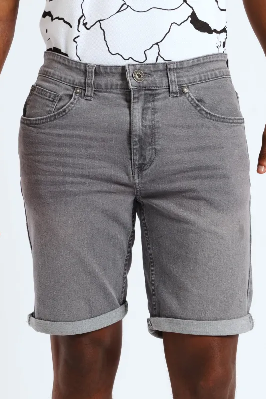 Basic Wash Denim Shorts - Grey sold by Edgars 