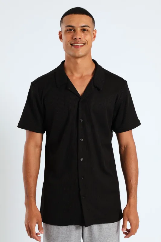 Slim Waffle Shirt - Black sold by Edgars
