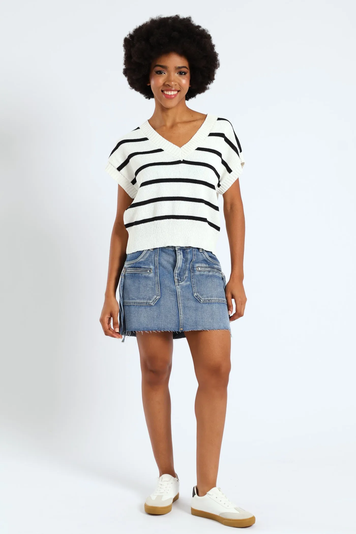 Stripe Knit Tee - White sold by Edgars product image thumbnail 4