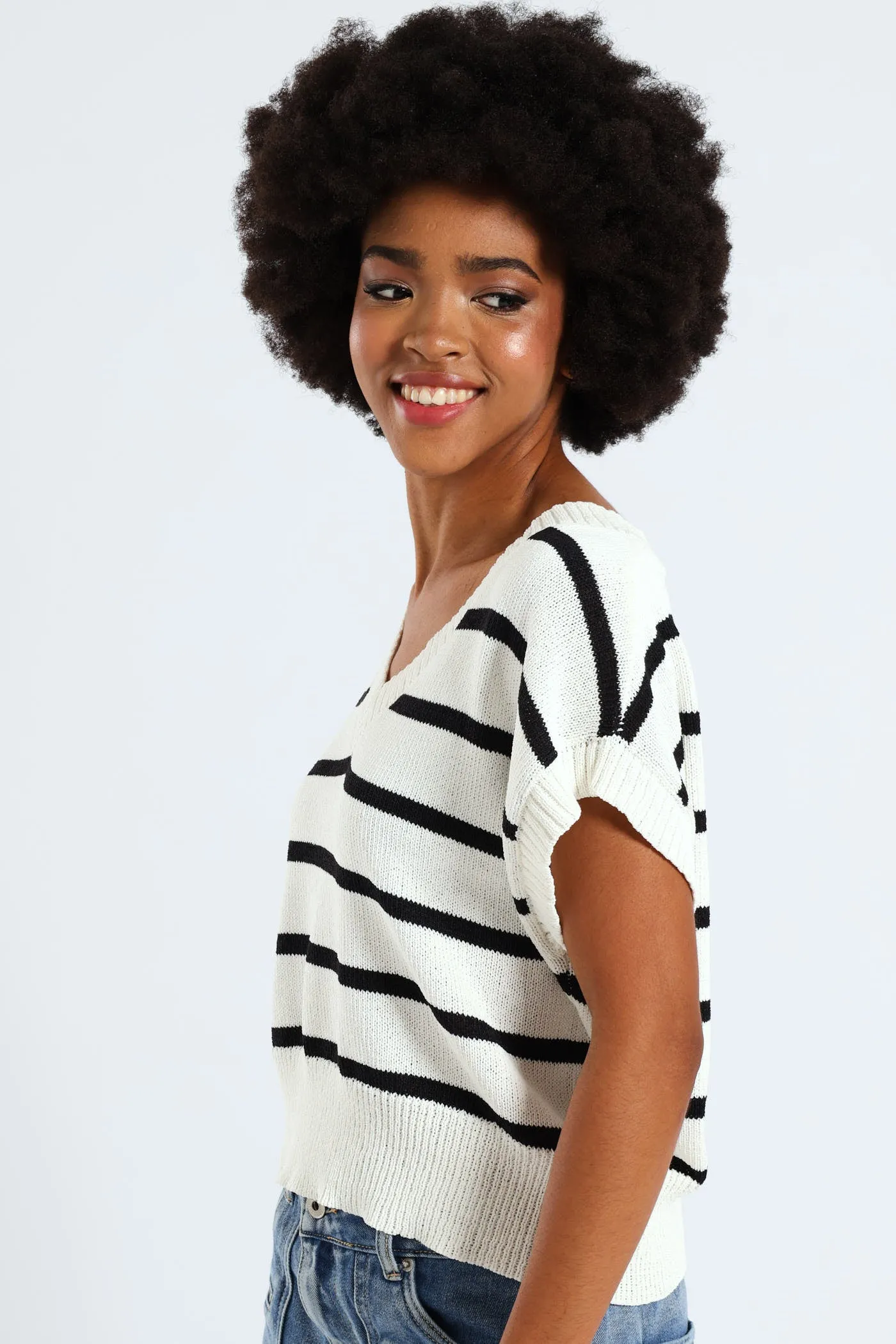 Stripe Knit Tee - White sold by Edgars product image thumbnail 2