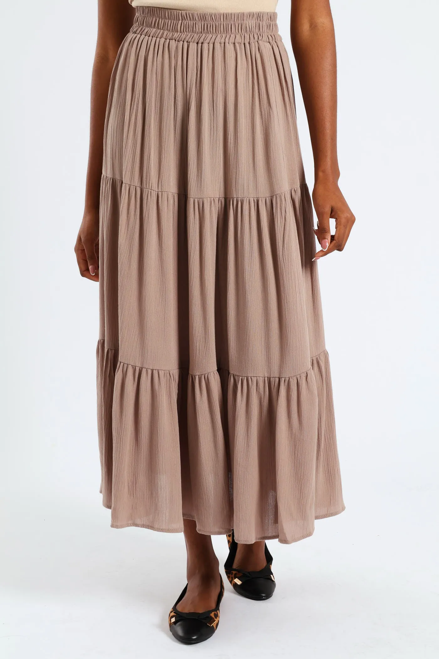 Elasticated Waist Tiered Gypsy Maxi Skirt - Taupe sold by Edgars product image thumbnail 2