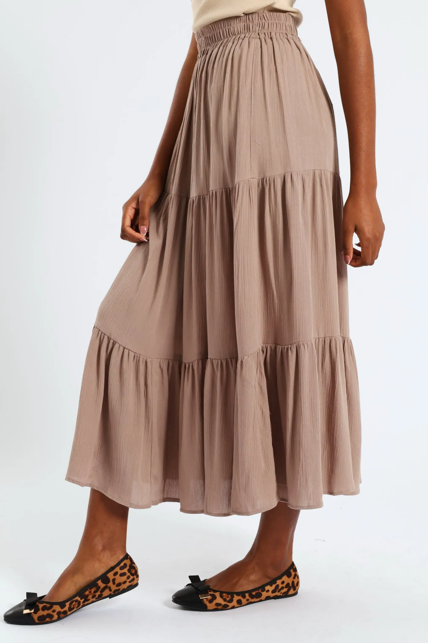 Elasticated Waist Tiered Gypsy Maxi Skirt - Taupe sold by Edgars product image thumbnail 3