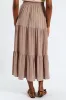 Elasticated Waist Tiered Gypsy Maxi Skirt - Taupe sold by Edgars