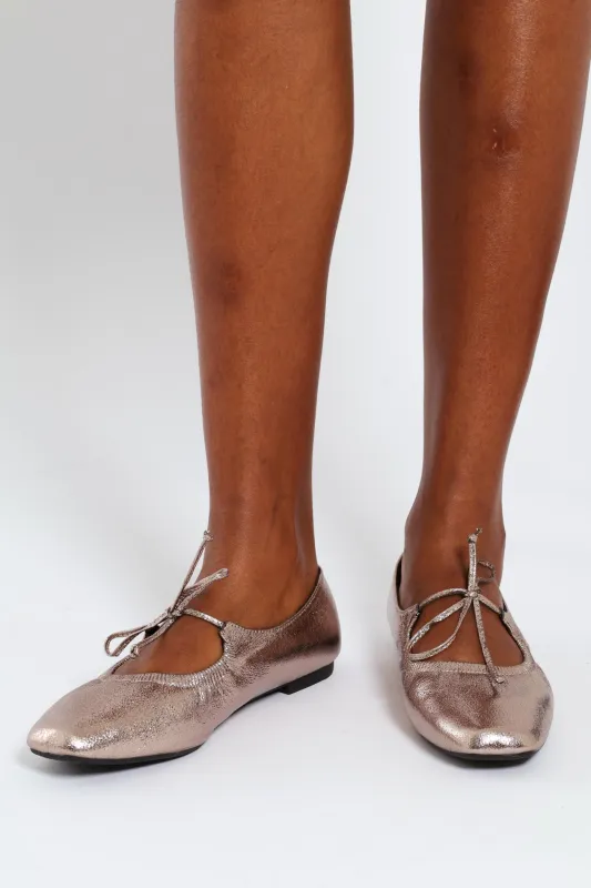 Crushed Metallic Ballet Pump - Pewter sold by Edgars