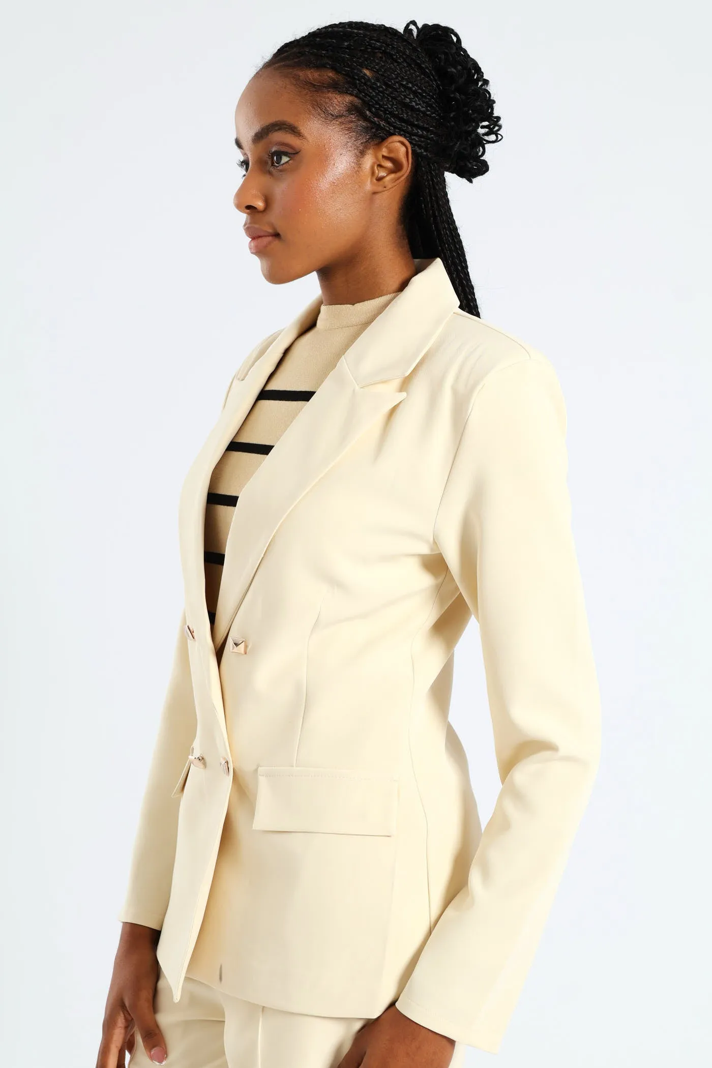 Long Length Double Button Sleeve Blazer - Cream sold by Edgars product image thumbnail 3