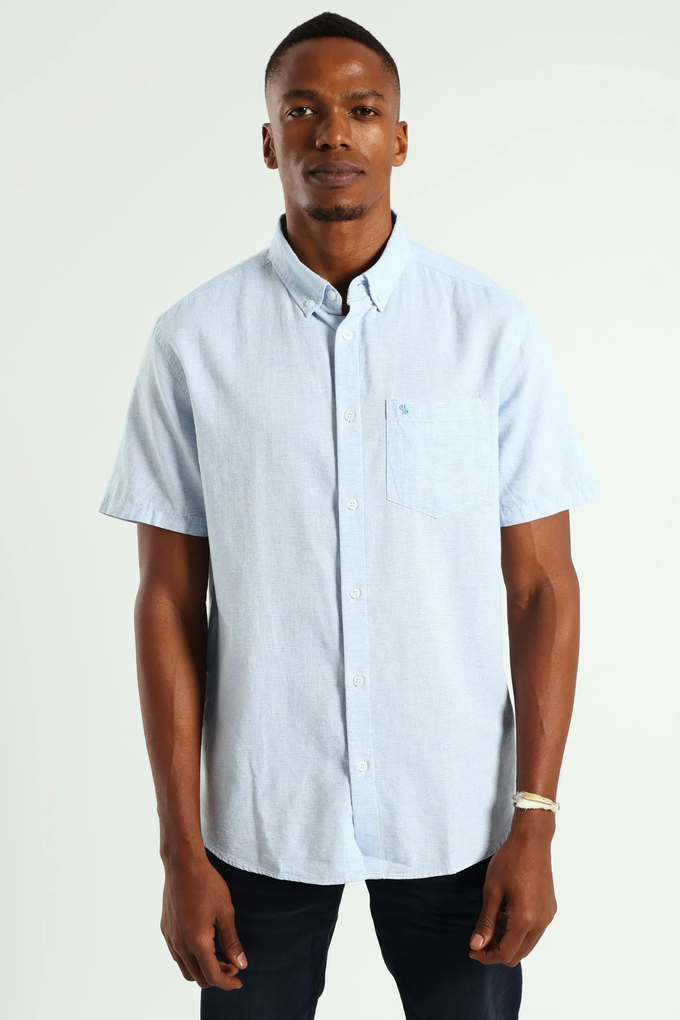 Short Sleeve Slub Shirt - Blue sold by Edgars