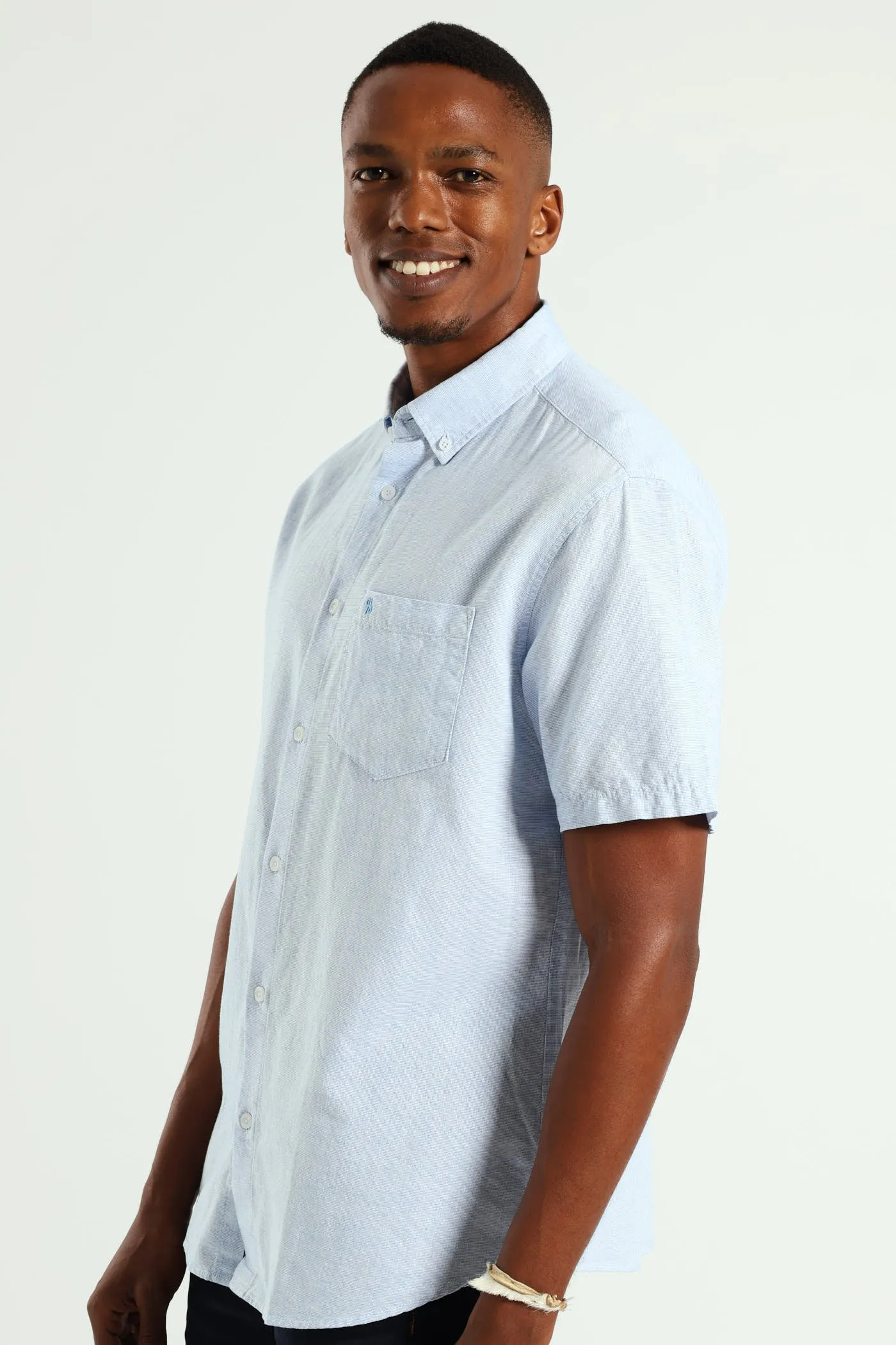 Short Sleeve Slub Shirt - Blue sold by Edgars product image thumbnail 2