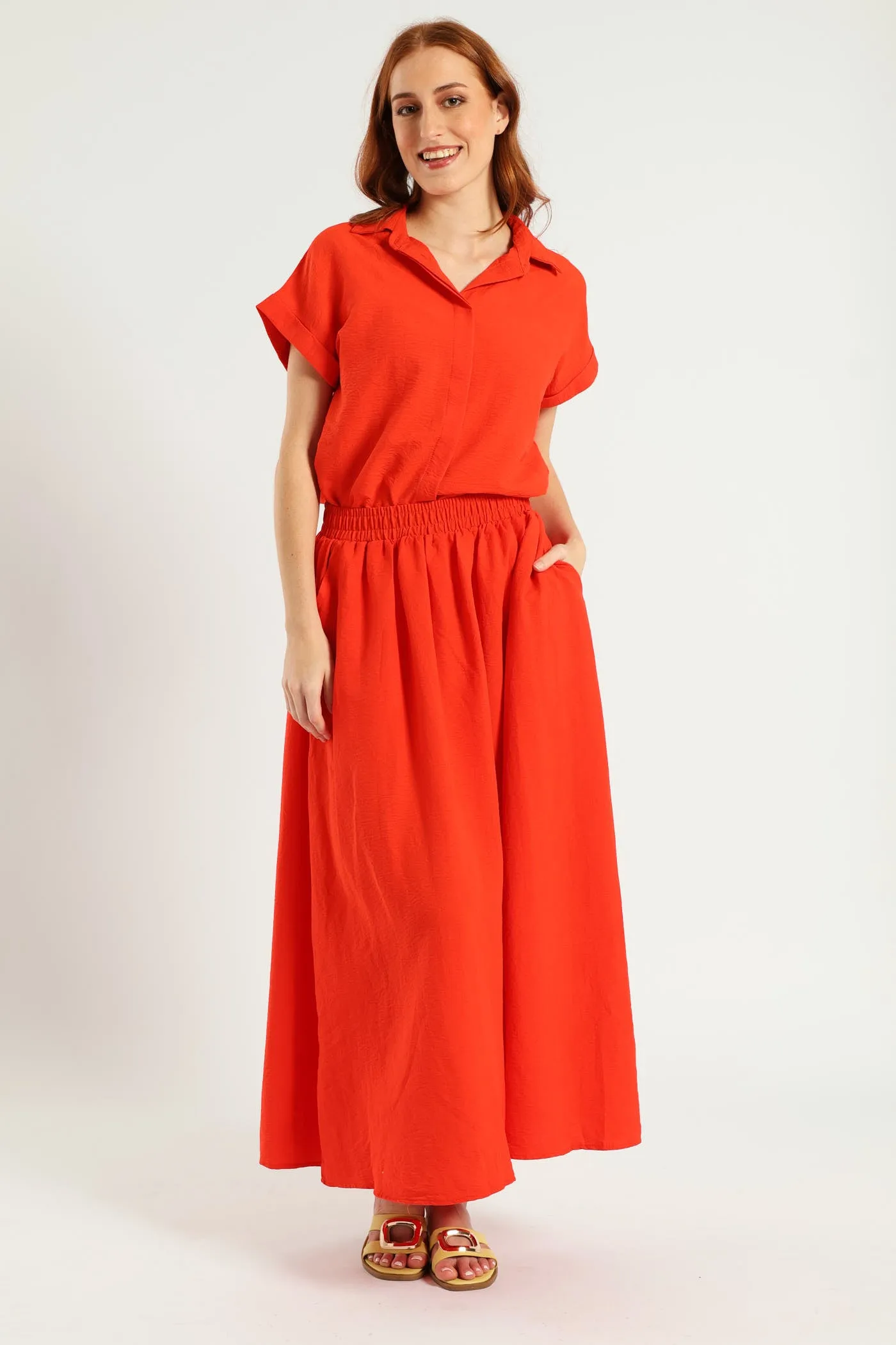 Textured Flare Midi Skirt - Vermilion sold by Edgars product image thumbnail 2