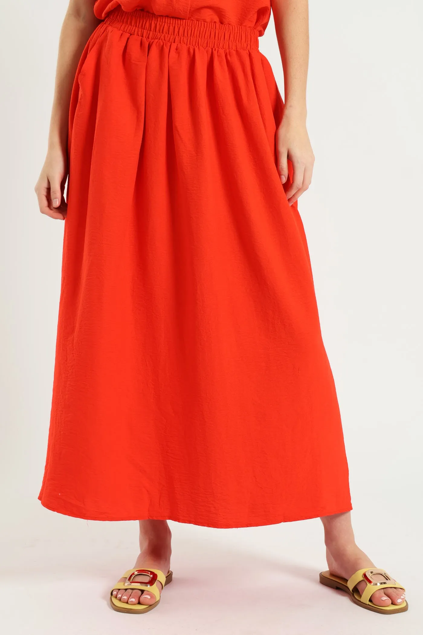 Textured Flare Midi Skirt - Vermilion sold by Edgars