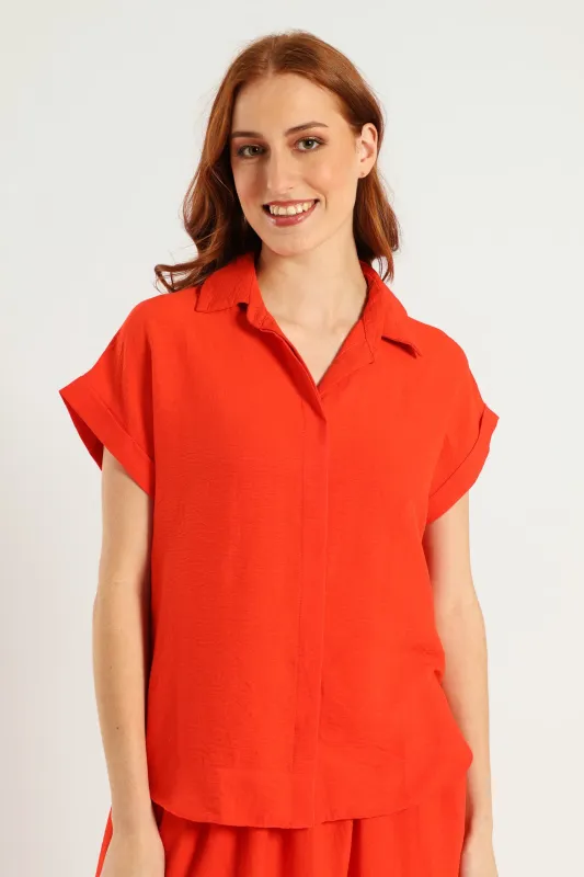 Short Sleeve Easy Wearing Shirt - Vermilion sold by Edgars