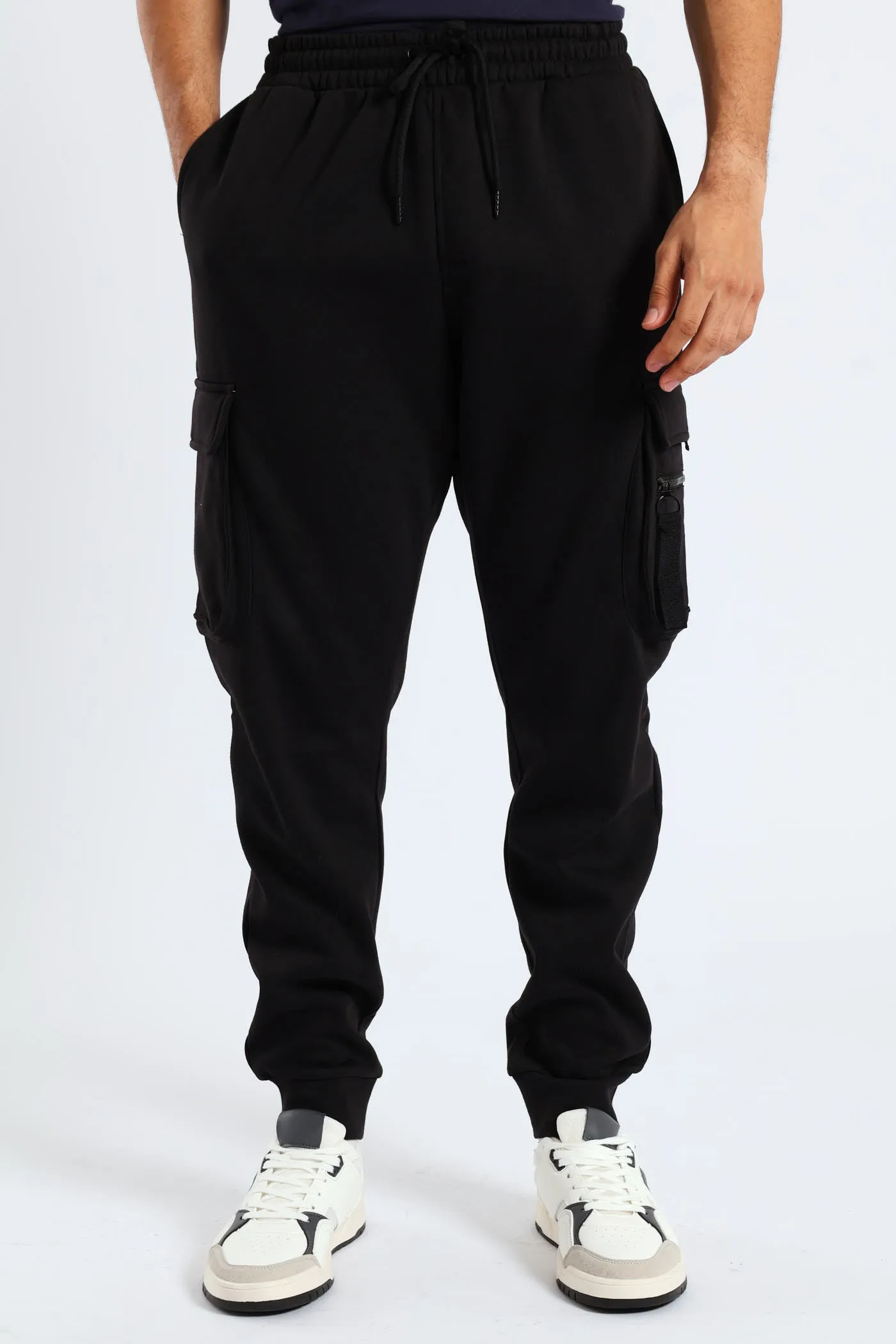 Strap Cargo Fleece Jooger - Black sold by Edgars
