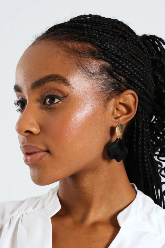 Petal Stud Drop Earrings - Black sold by Edgars