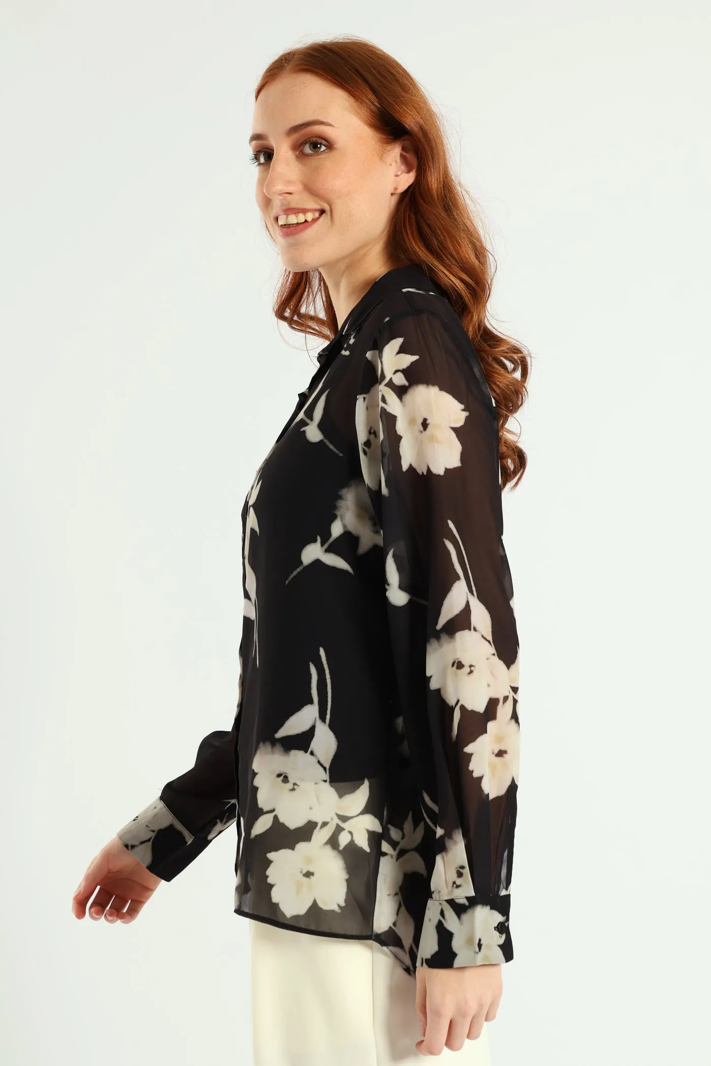 Monochrome Bold Floral Chiffon Shirt - Black sold by Edgars product image thumbnail 2