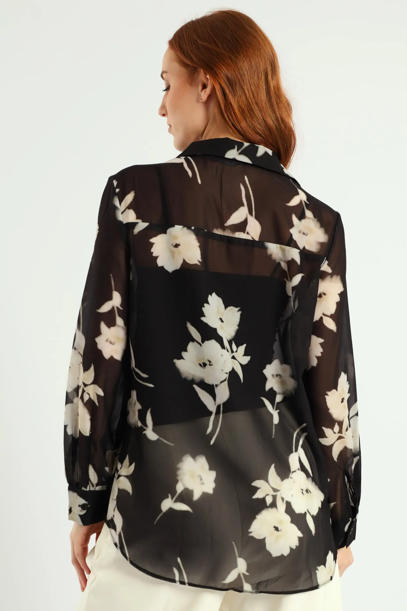 Monochrome Bold Floral Chiffon Shirt - Black sold by Edgars product image thumbnail 3