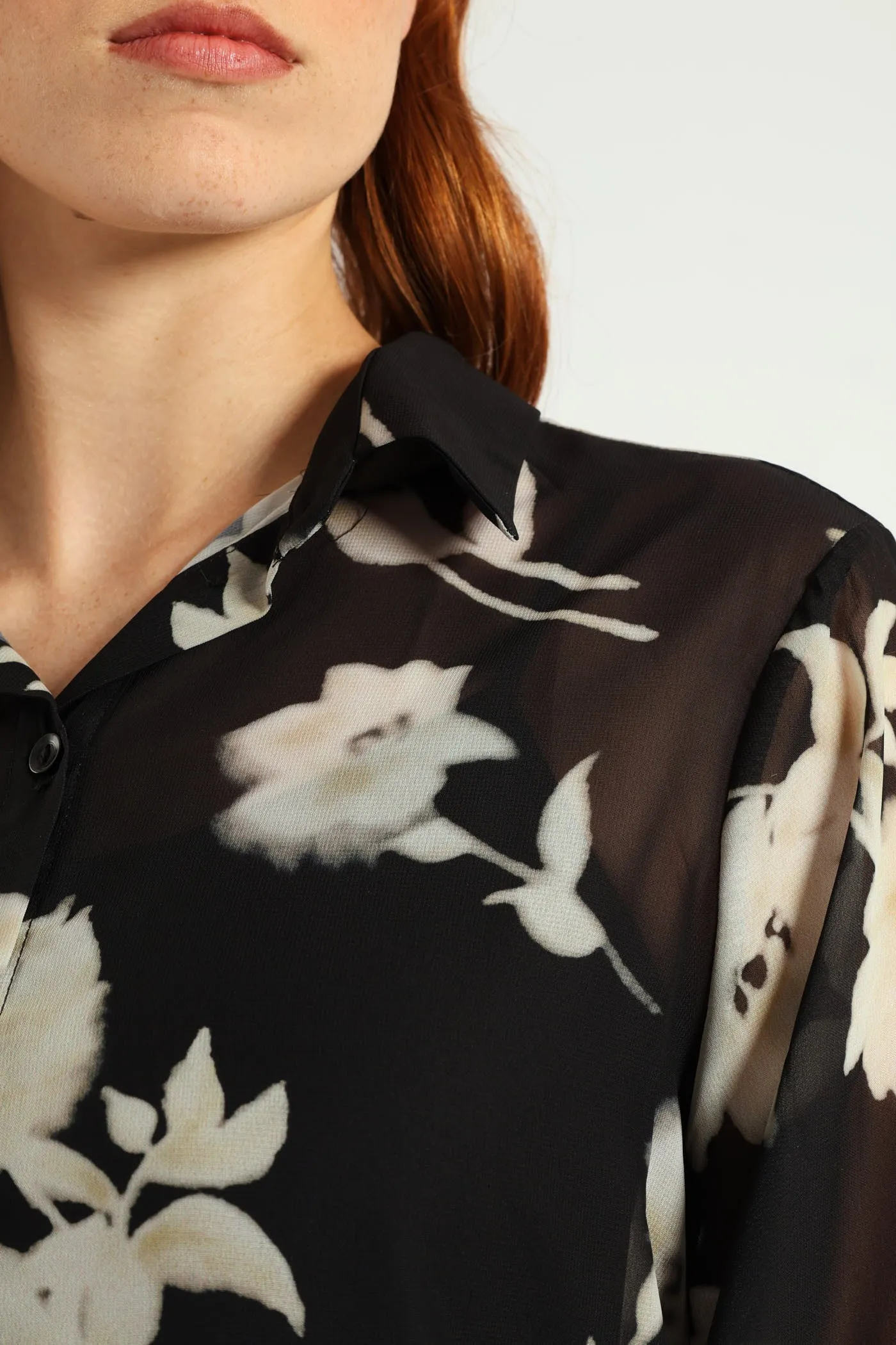 Monochrome Bold Floral Chiffon Shirt - Black sold by Edgars product image thumbnail 4