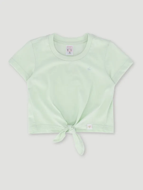 Pre-Girls Plain Tee With Tie - Lime sold by Edgars 