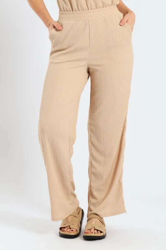 Pull On Crinkle Wideleg Pants - Stone sold by Edgars
