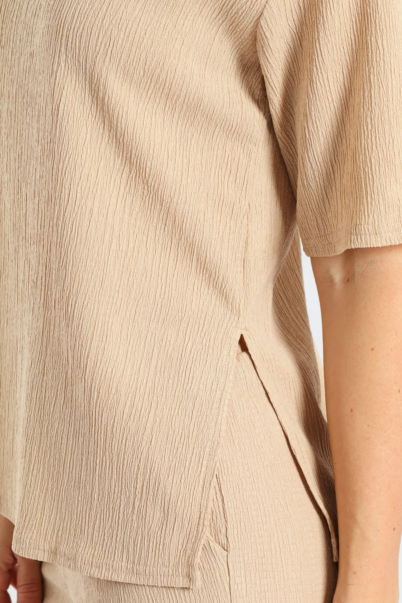 Side Slit Relaxed Oversized Crinkle Tee - Stone sold by Edgars product image thumbnail 5