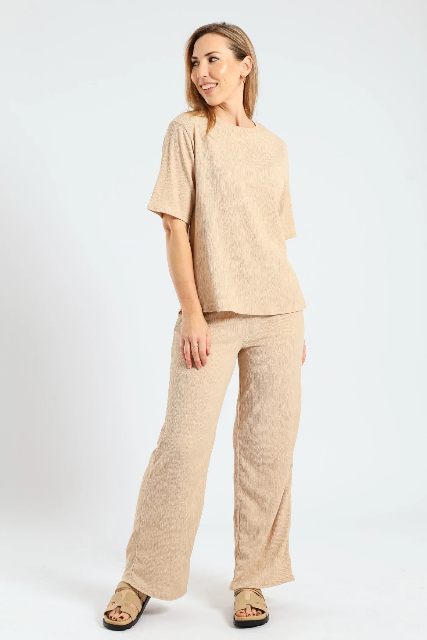 Side Slit Relaxed Oversized Crinkle Tee - Stone sold by Edgars product image thumbnail 2