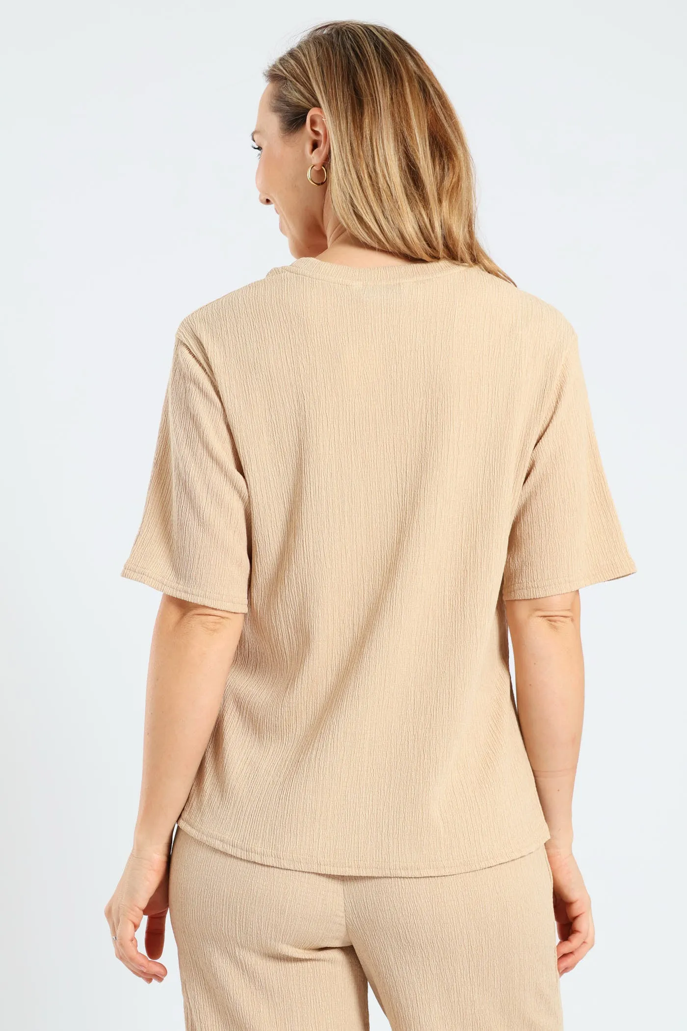Side Slit Relaxed Oversized Crinkle Tee - Stone sold by Edgars product image thumbnail 4