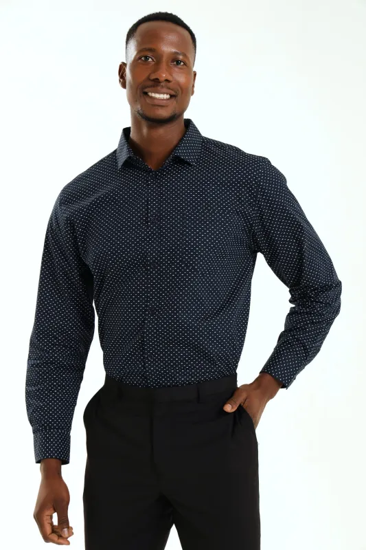 Regular Ditsy Abstract Printed Shirt - Navy/White sold by Edgars