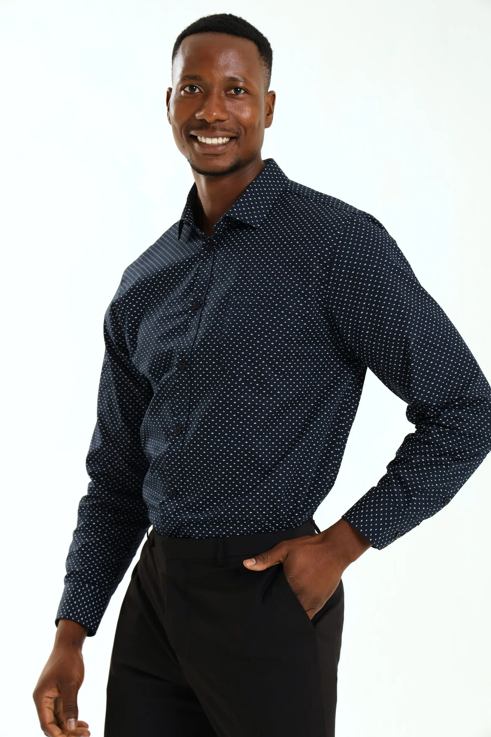 Regular Ditsy Abstract Printed Shirt - Navy/White sold by Edgars product image thumbnail 3