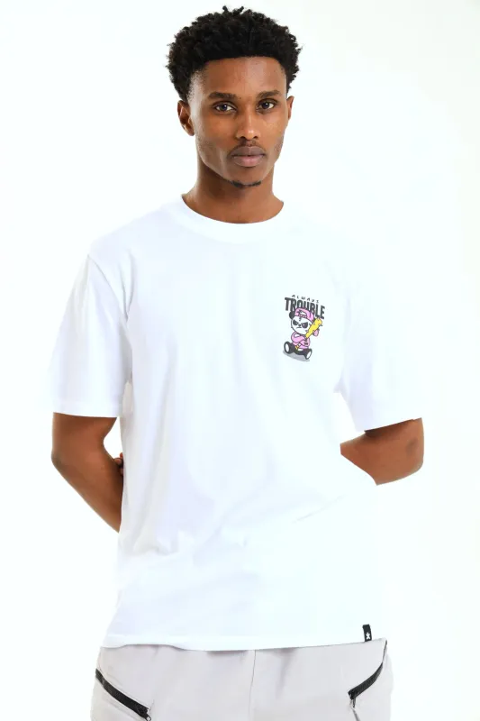 Always Trouble Front Small Print Tee - White sold by Edgars