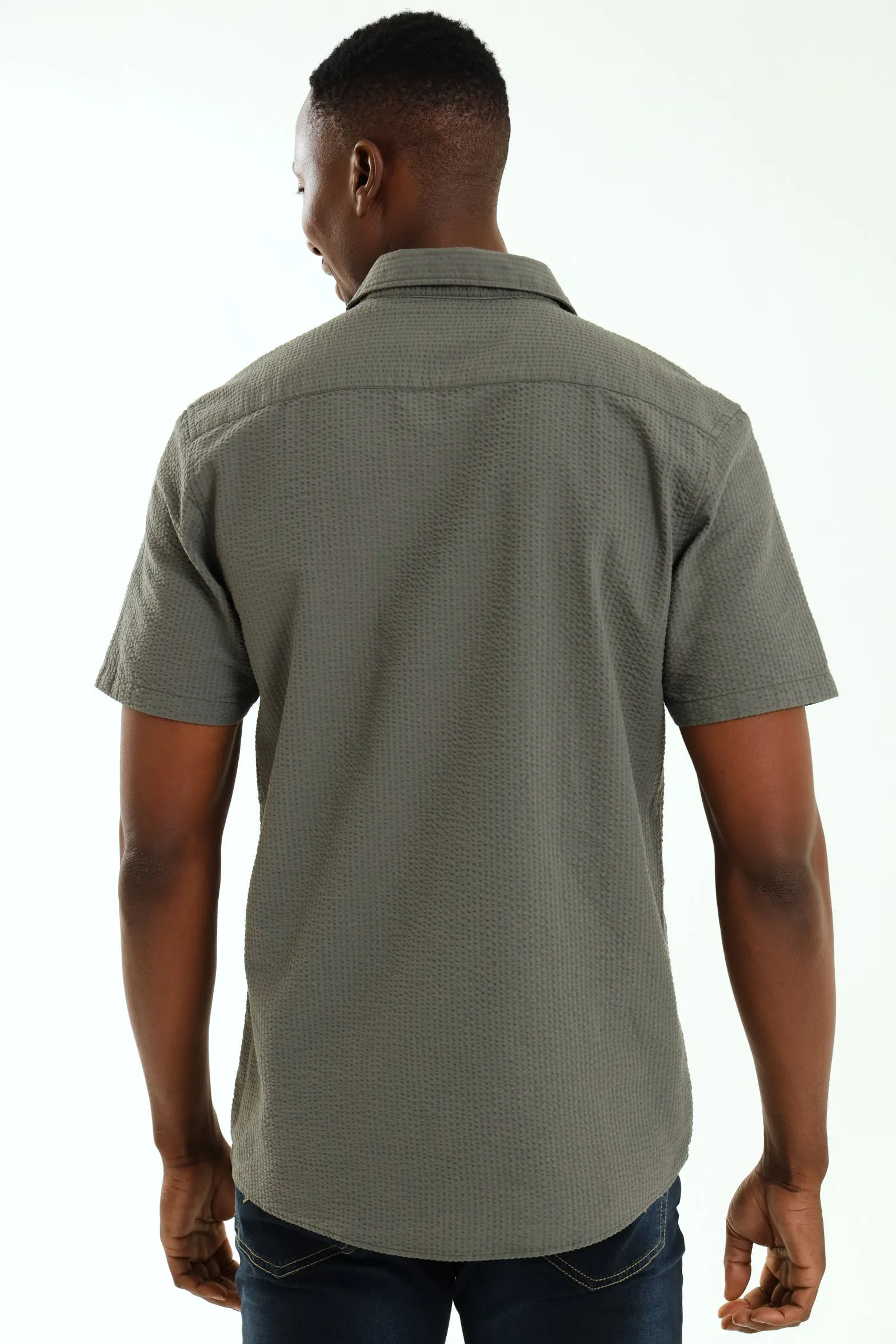 Short Sleeve Seersucker Shirt - Moss Green sold by Edgars product image thumbnail 3