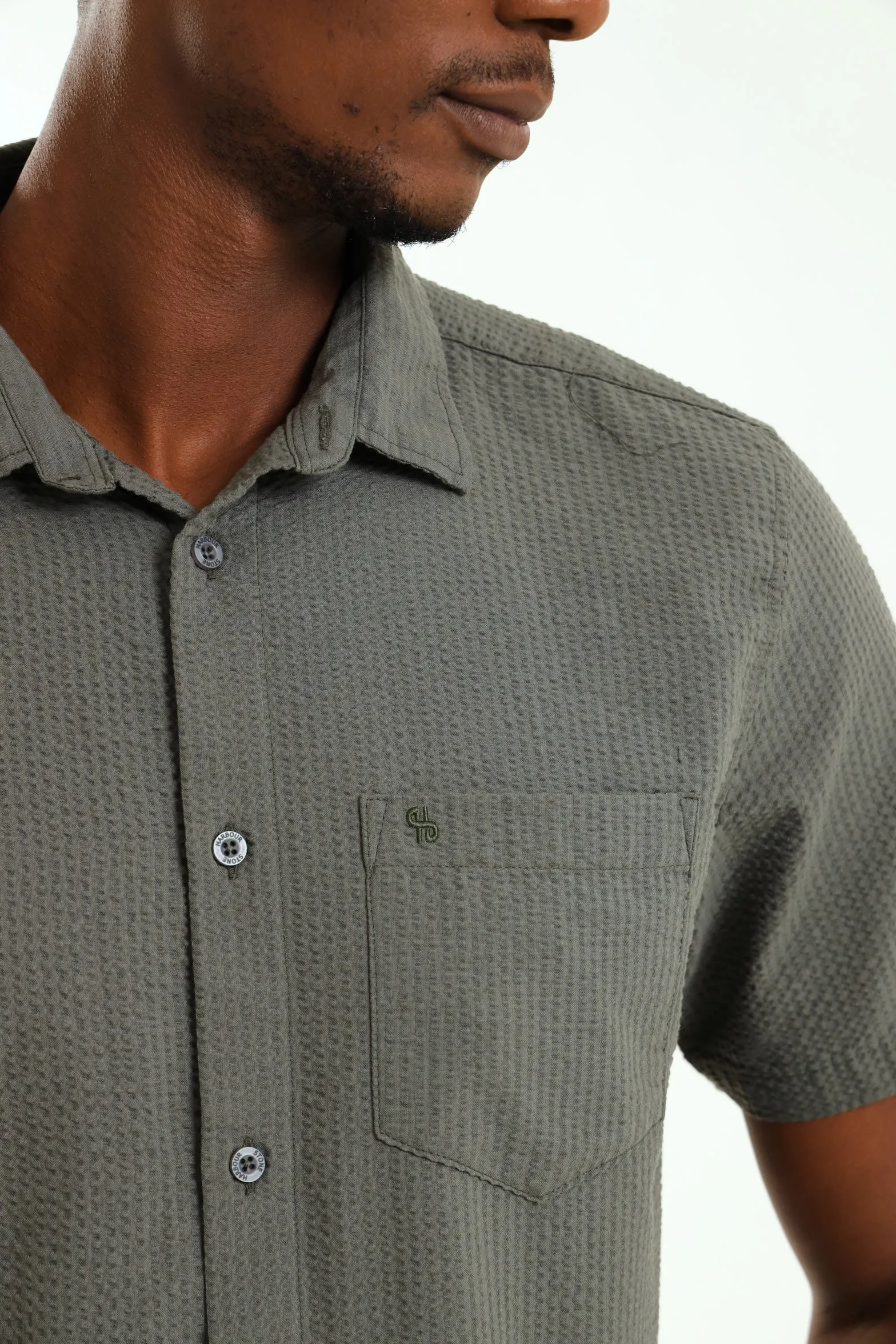 Short Sleeve Seersucker Shirt - Moss Green sold by Edgars product image thumbnail 4