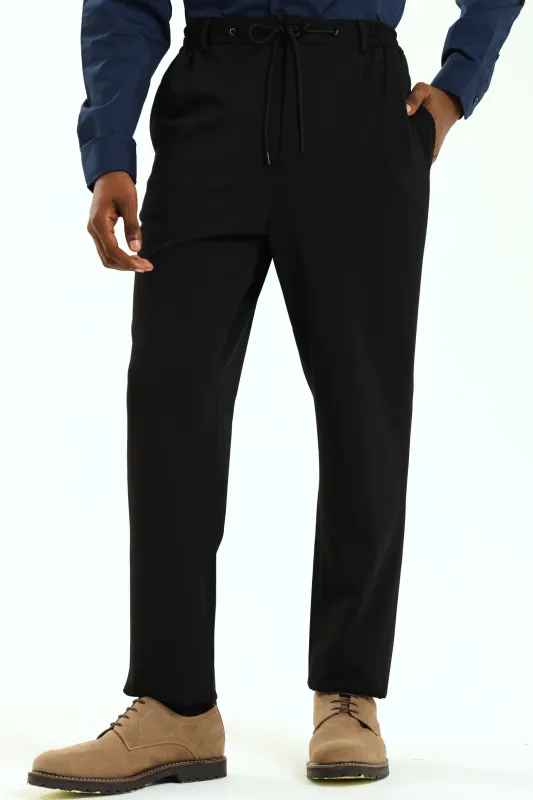 Textured Stretch Elasticated Trouser - Black sold by Edgars