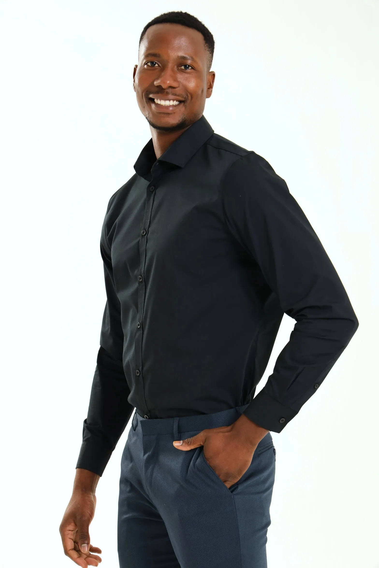 Slim Easy Care Long Sleeve Shirt - Black sold by Edgars product image thumbnail 3