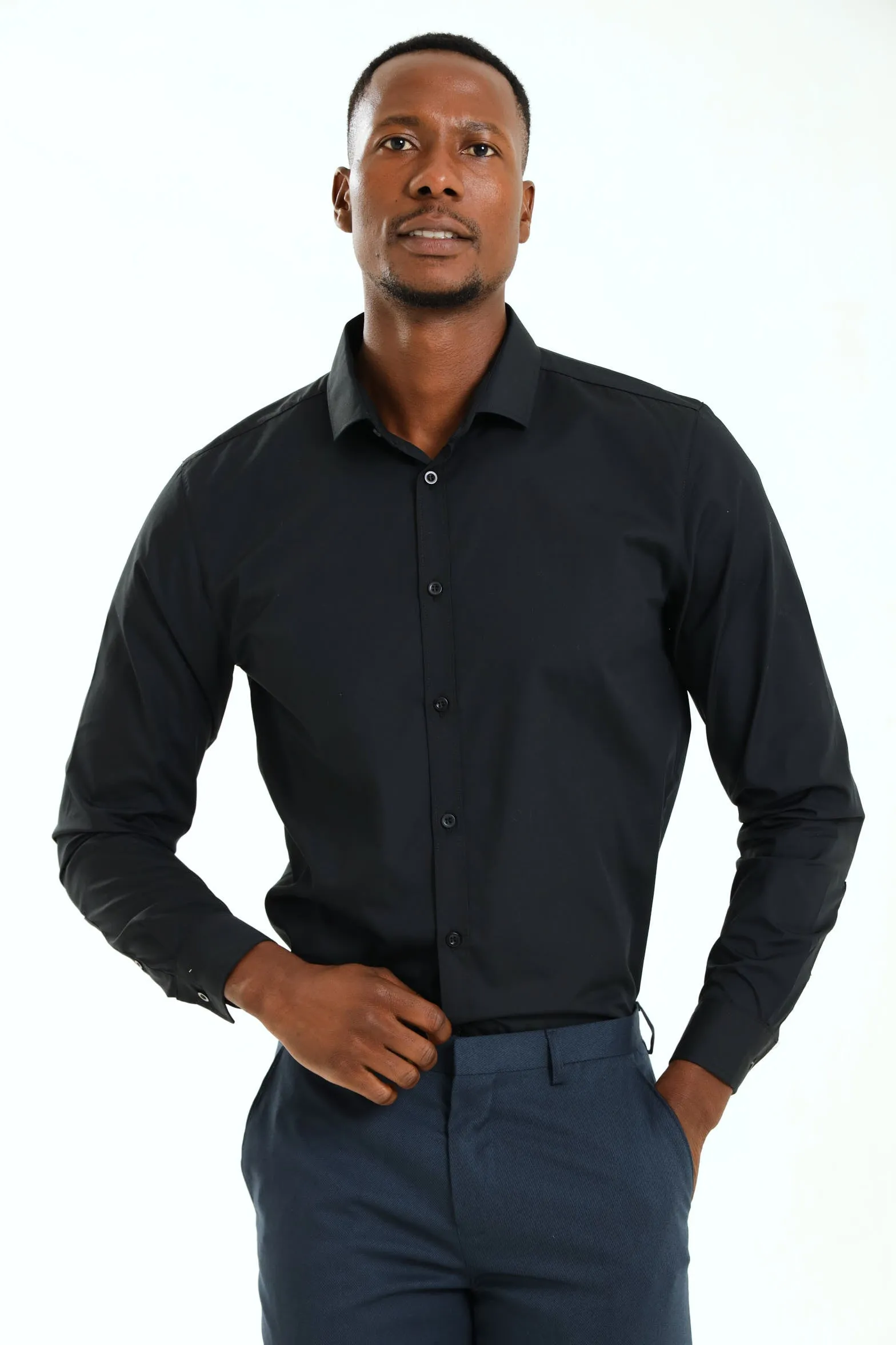 Slim Easy Care Long Sleeve Shirt - Black sold by Edgars product image thumbnail 2