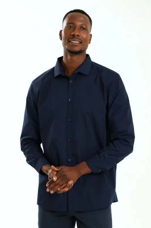 Easy Care Long Sleeve Shirt - Navy sold by Edgars
