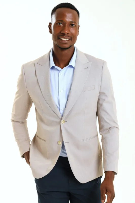Slim Twill Suit Jacket - Natural sold by Edgars