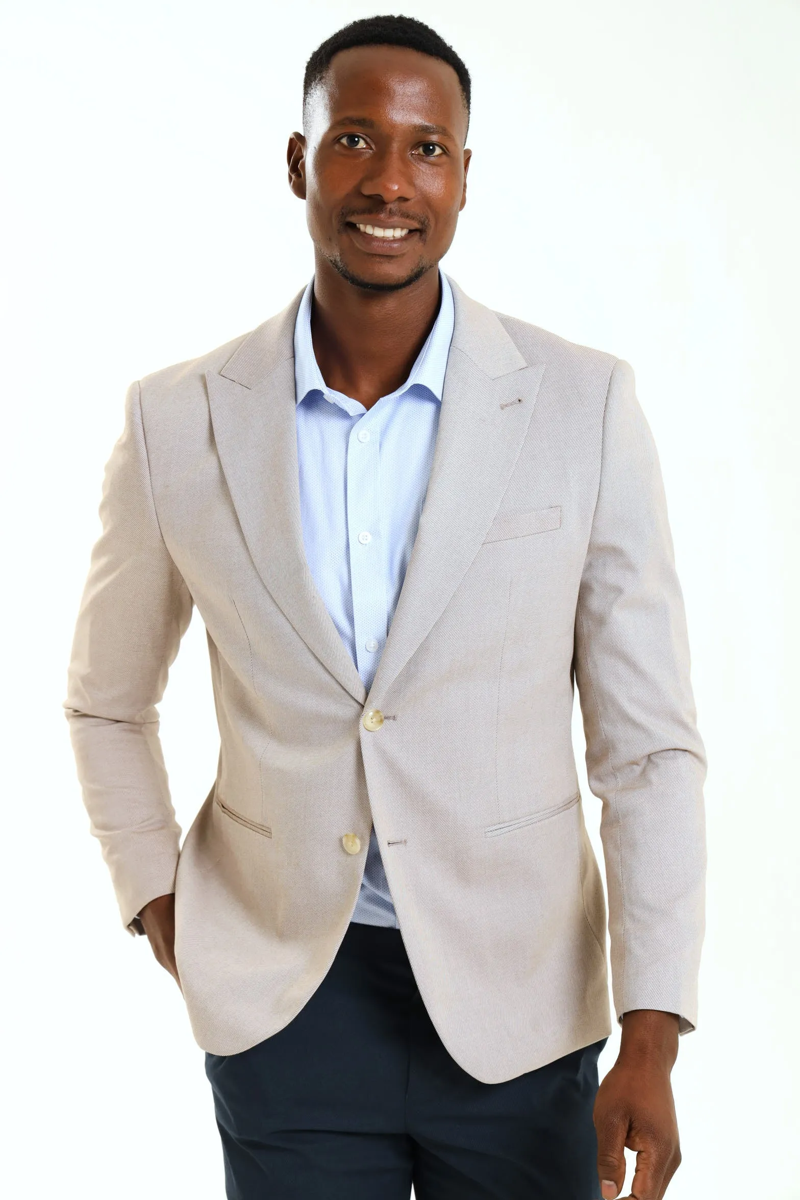 Slim Twill Suit Jacket - Natural sold by Edgars