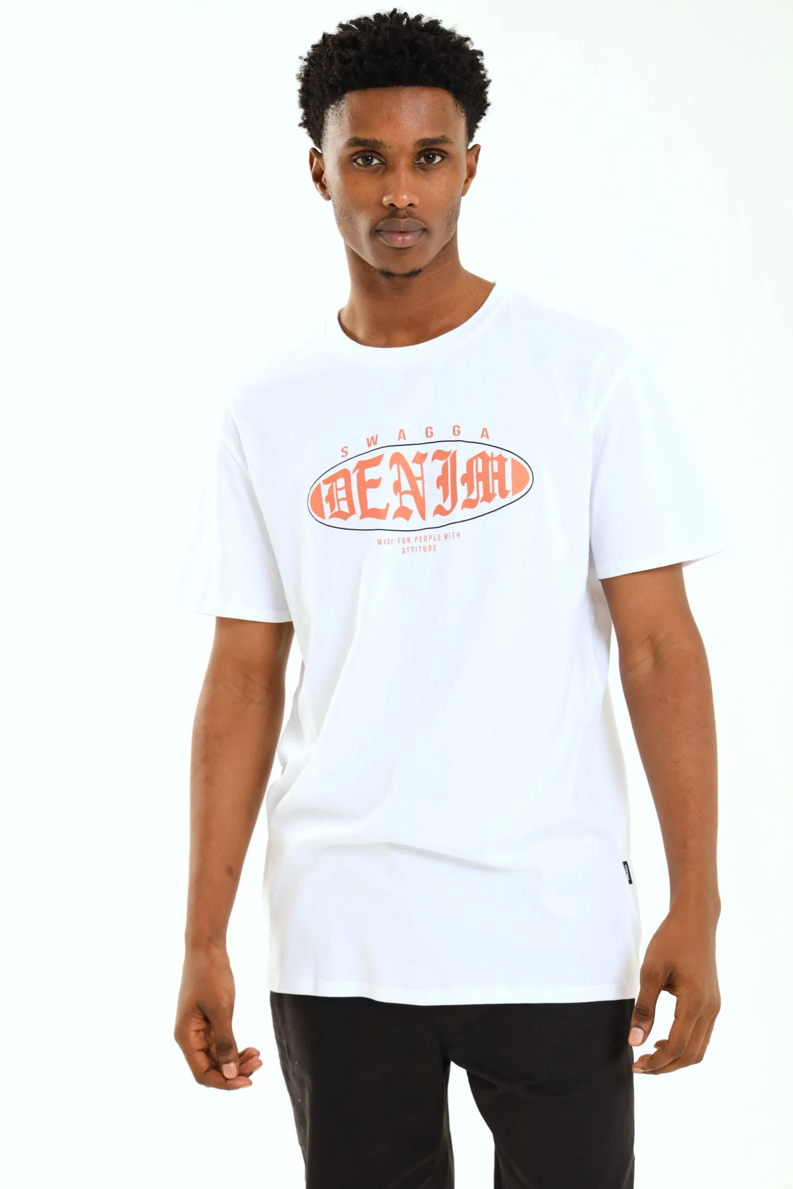 Short Sleeve Basic Print Tee - White sold by Edgars
