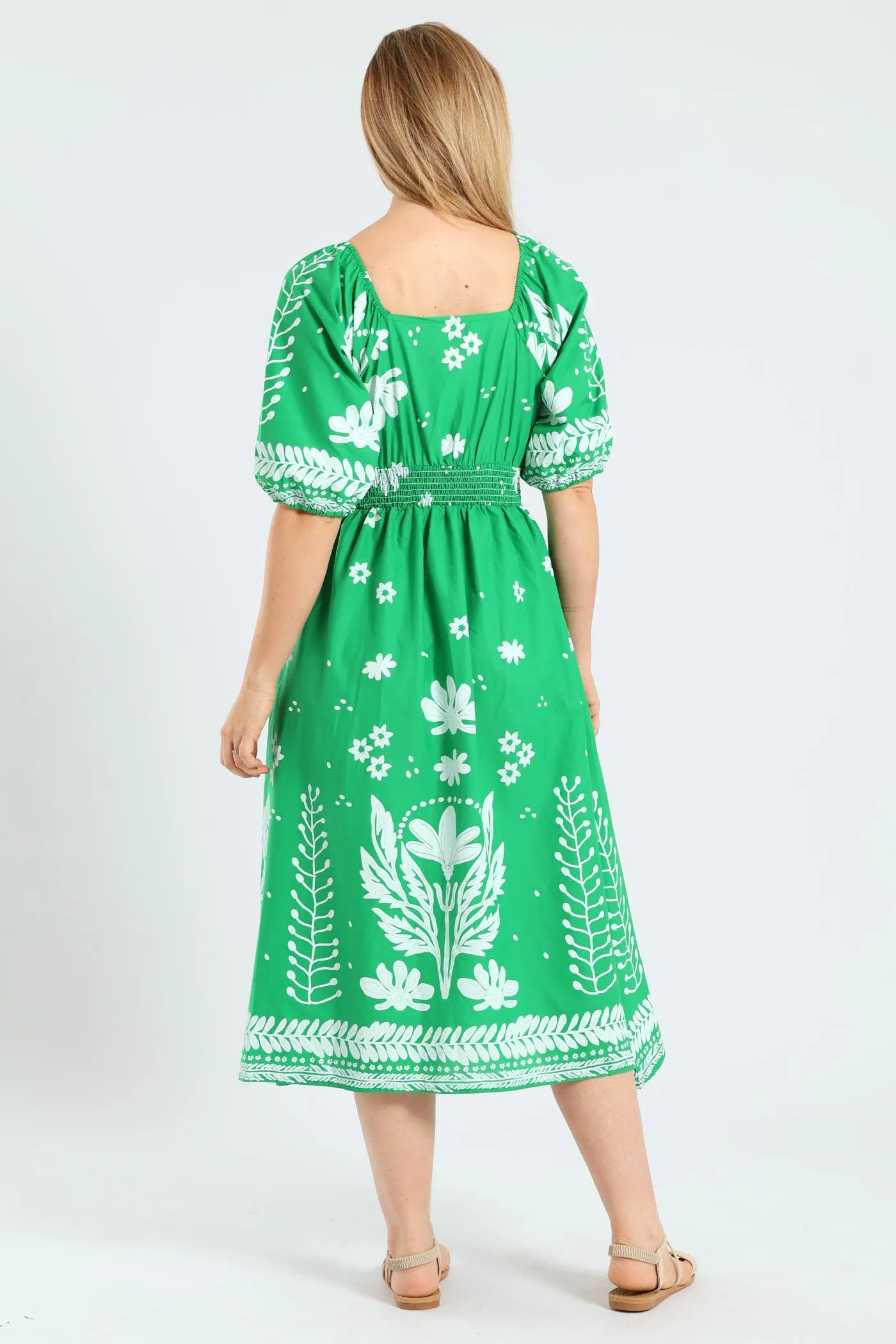 3/4 Sleeve V-Neck Border Print Midaxi Dress - Emerald sold by Edgars product image thumbnail 2