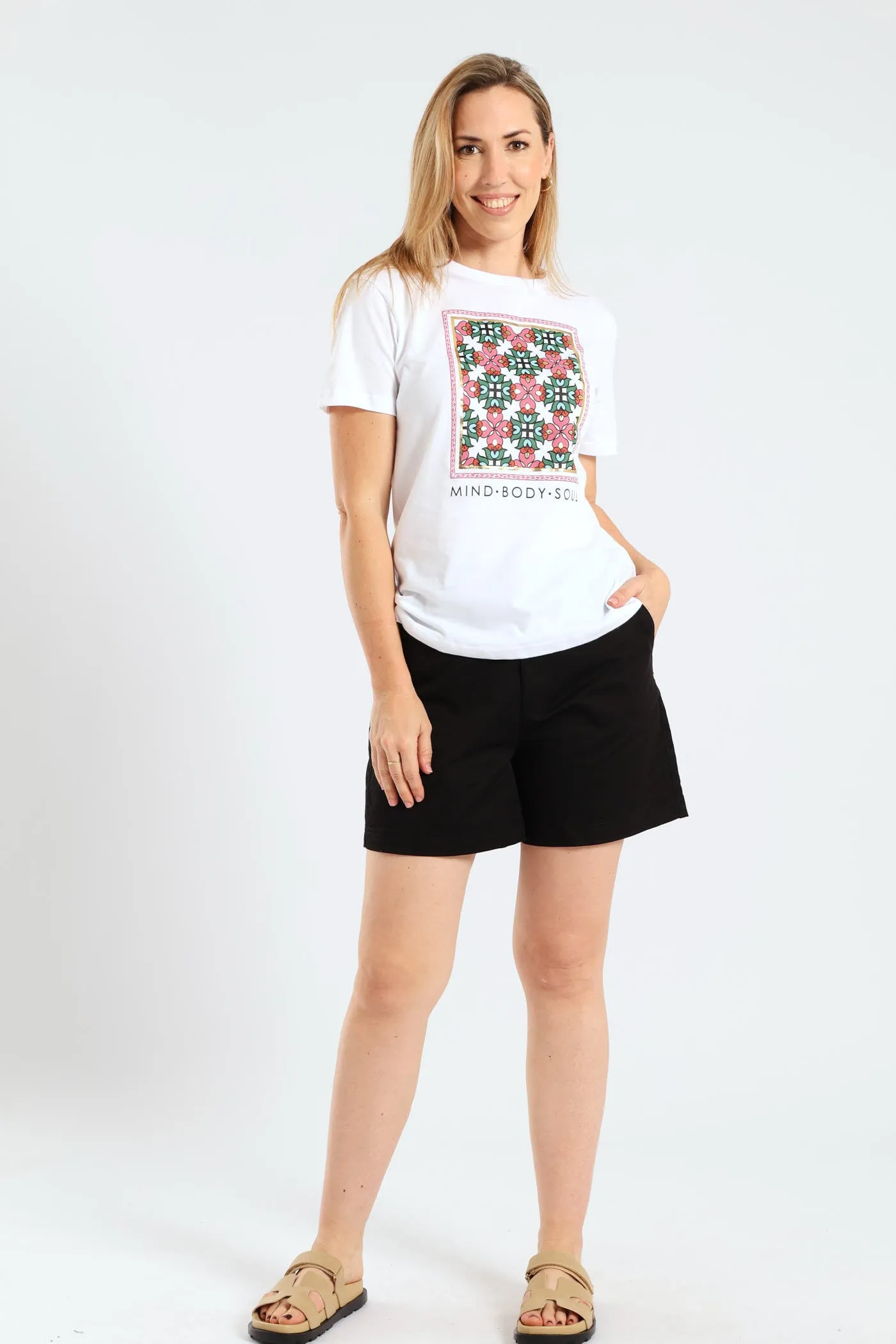 Mind Body Soul Geometric Floral Frame Foil Tee - White sold by Edgars product image thumbnail 5