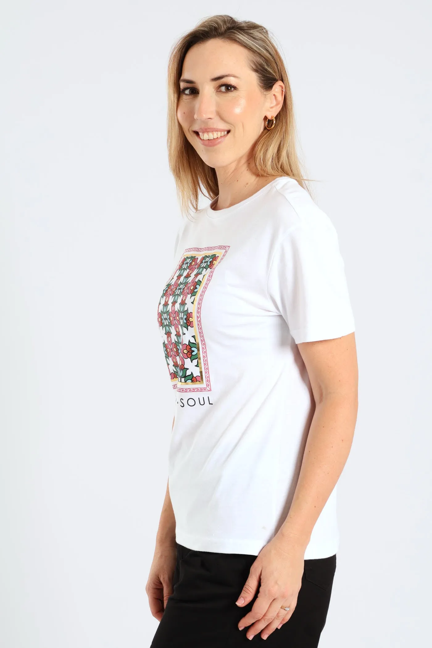 Mind Body Soul Geometric Floral Frame Foil Tee - White sold by Edgars product image thumbnail 3