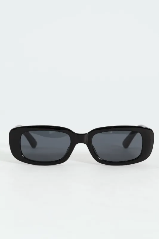 Girls Shiny Rectangle Sunnies - Black sold by Edgars 