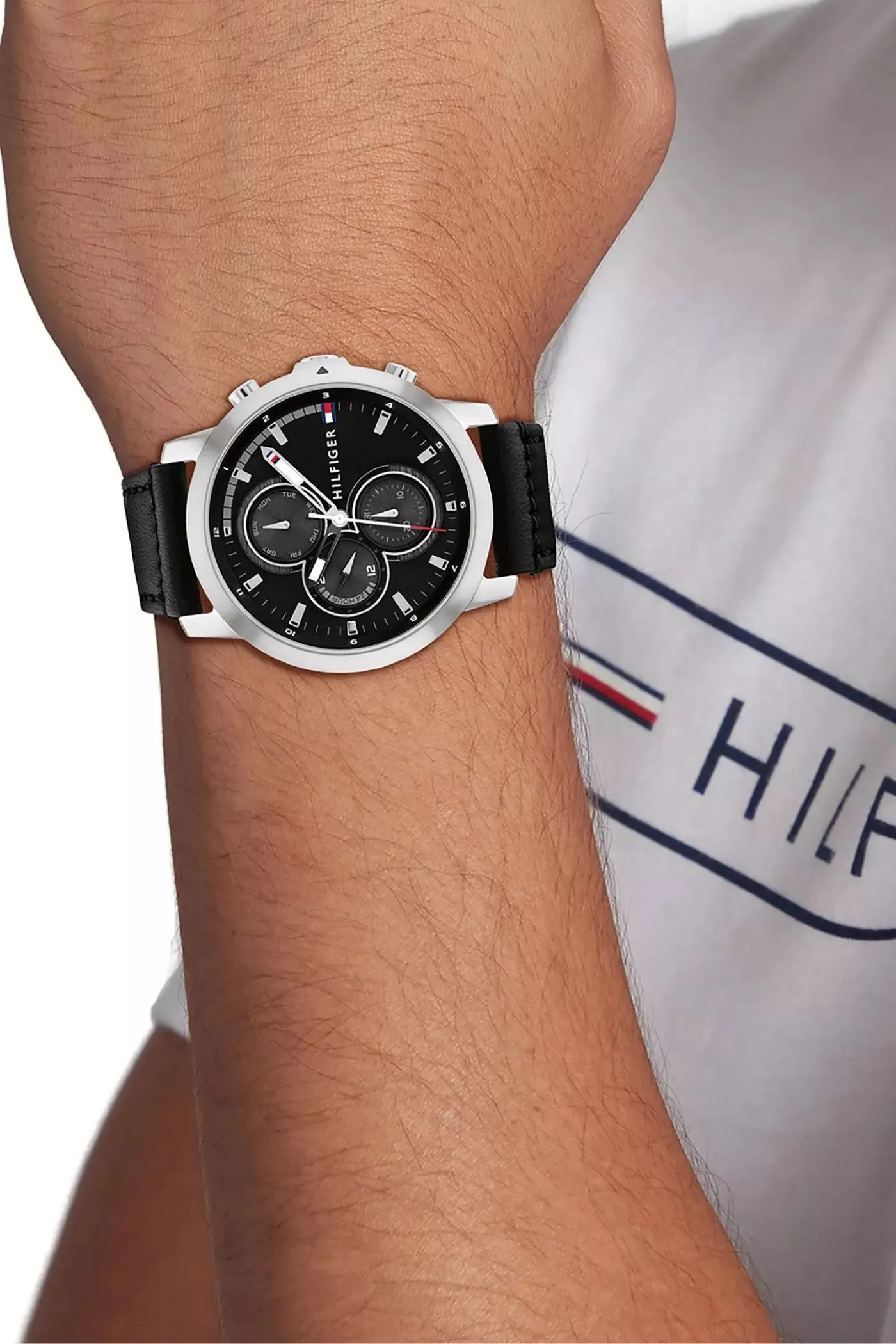 Jameson Mens Leather Strap Multifunction Black Dial Quartz Watch - Black sold by Edgars product image thumbnail 2