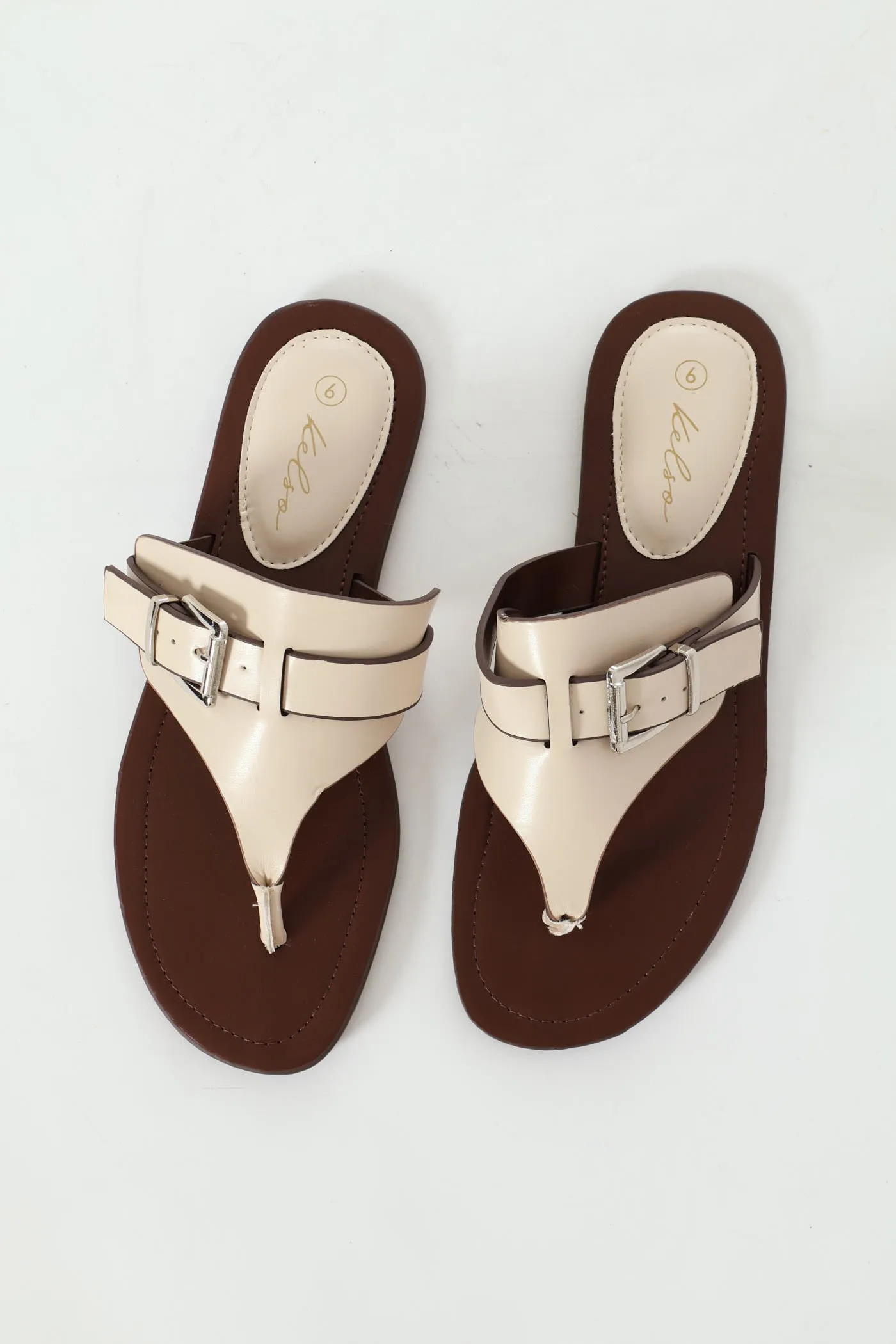 Padded Sock & Buckle Detail Thong Sandal - Off White sold by Edgars product image thumbnail 2