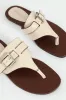 Padded Sock & Buckle Detail Thong Sandal - Off White sold by Edgars 