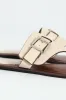 Padded Sock & Buckle Detail Thong Sandal - Off White sold by Edgars 