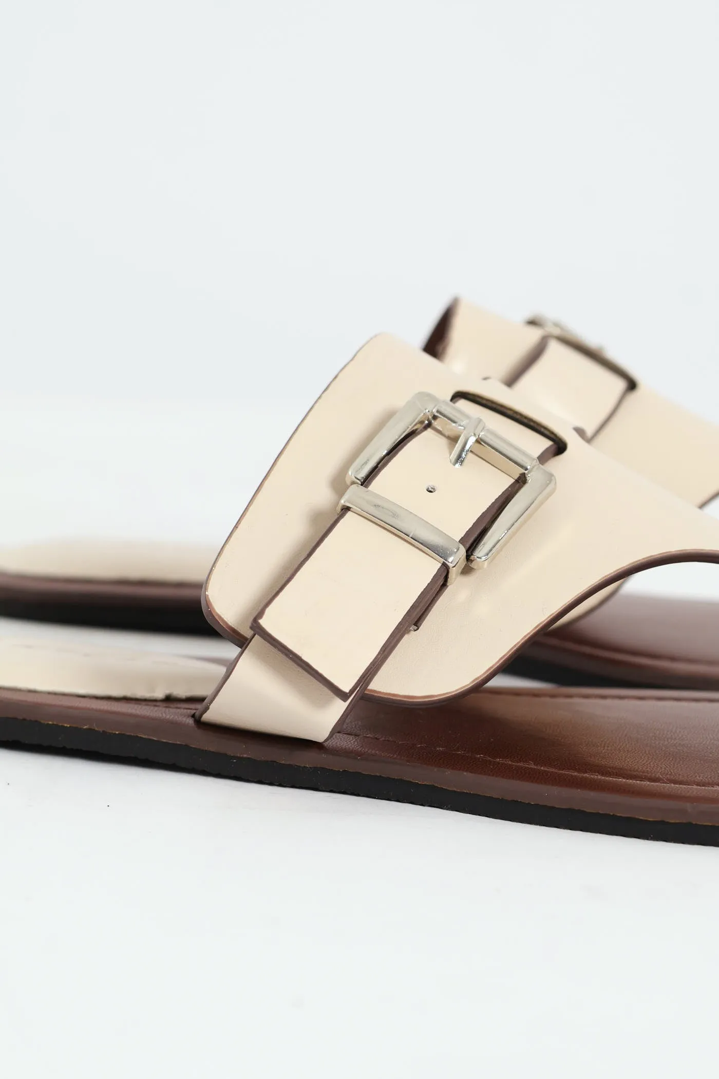 Padded Sock & Buckle Detail Thong Sandal - Off White sold by Edgars product image thumbnail 5
