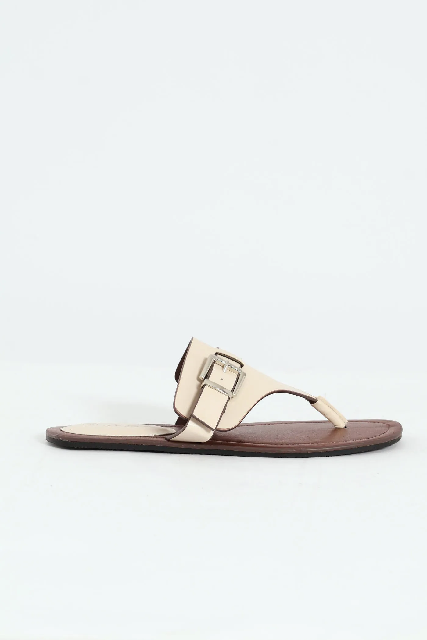 Padded Sock & Buckle Detail Thong Sandal - Off White sold by Edgars product image thumbnail 3